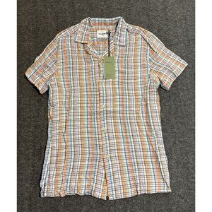 Goodfellow & Co Men's Shirt Button Up Short Sleeve Standard Fit Orange Small